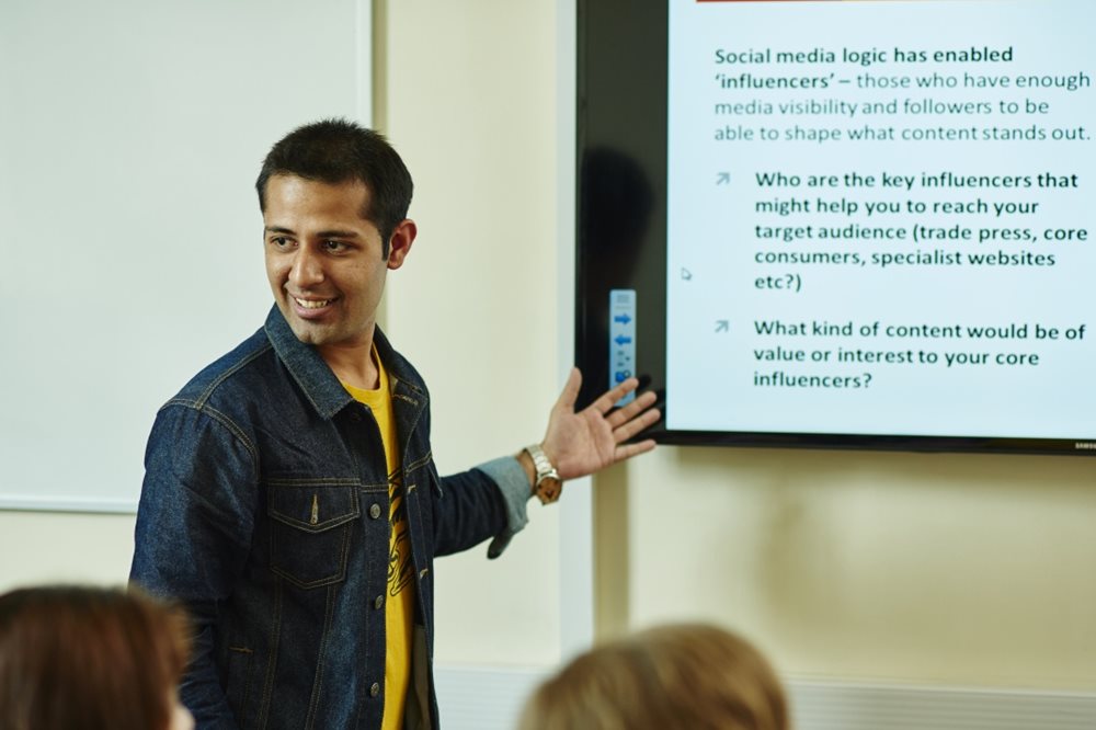 Staff holding a seminar for students