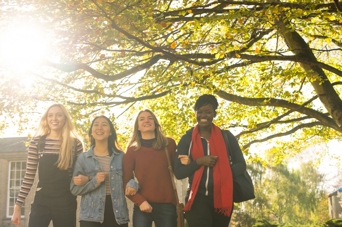 Undergraduate students walking around the campus, University Park