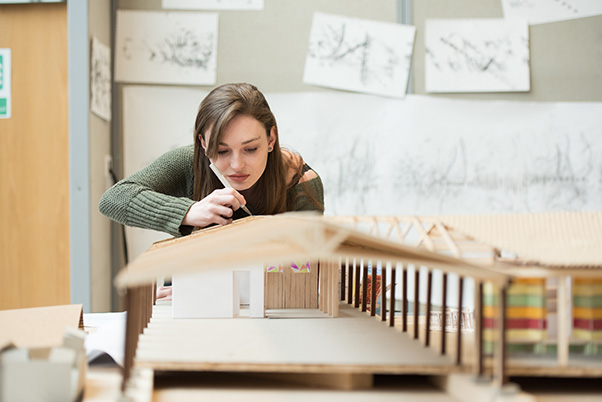 Built Environment postgraduate student working on model
