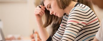 Student in an exam