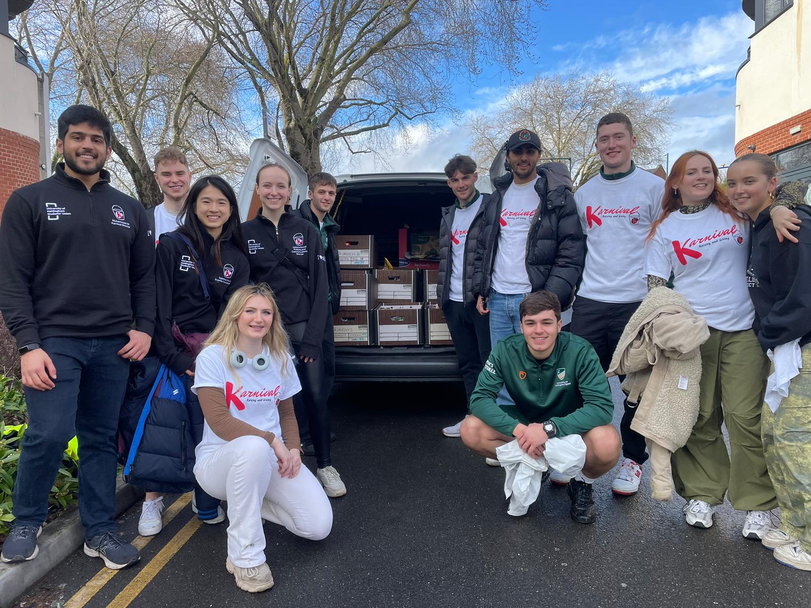 Foodbank volunteers with van