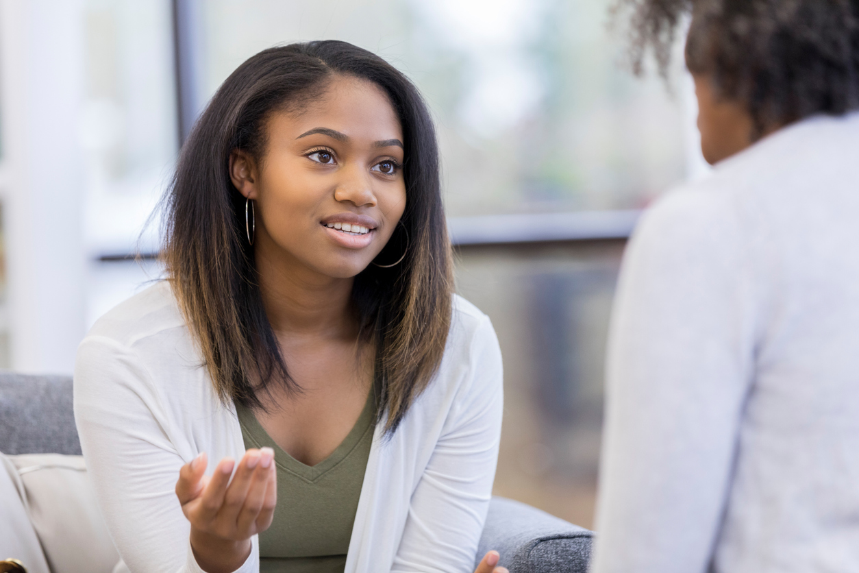 Student talking to an advisor