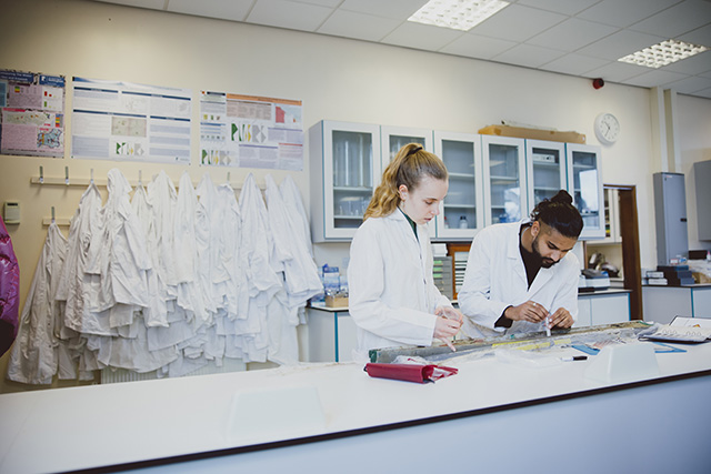 Undergraduate students working on experiments in the Swinnerton Geography Lab